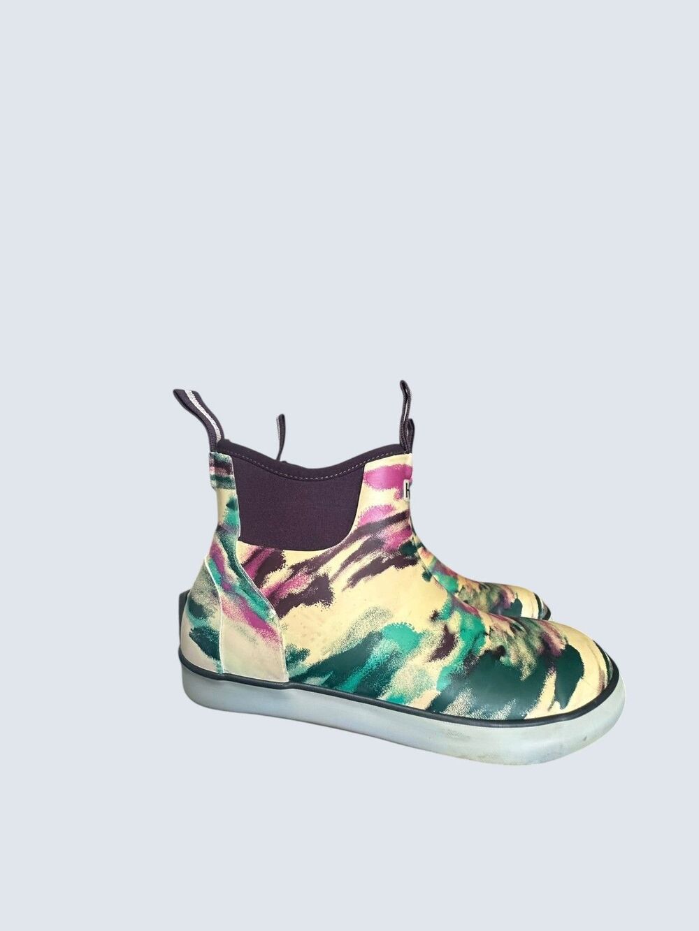 Huk Womens Fishing Rubber Boot Rogue Wave Camo Multi Color Slip On Outdoor Sz 8